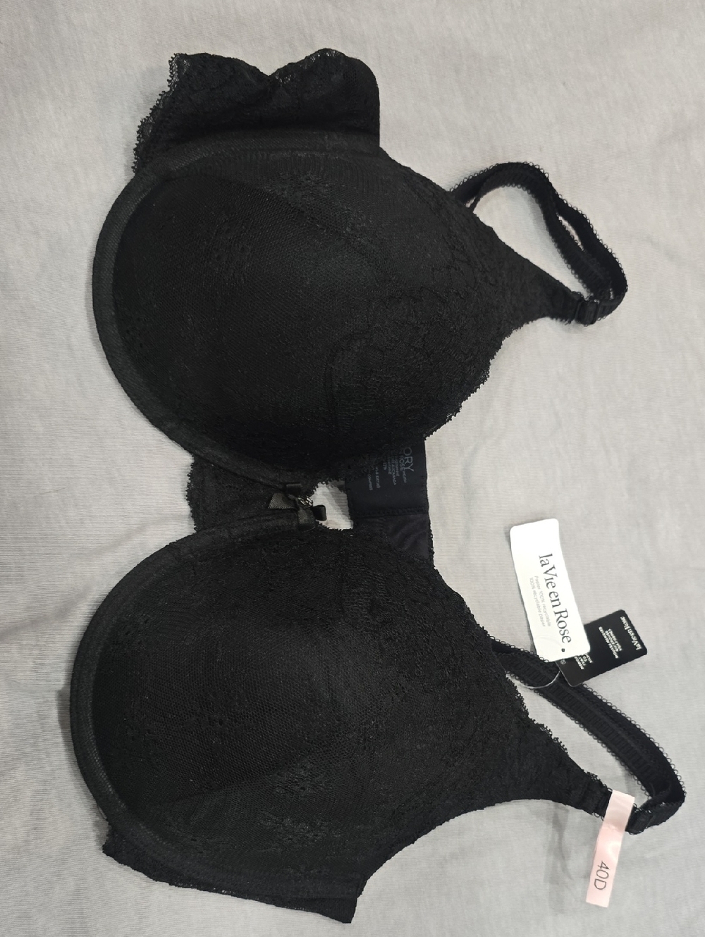 La Vie En Rose Black Lace Underwire T-Shirt Bra